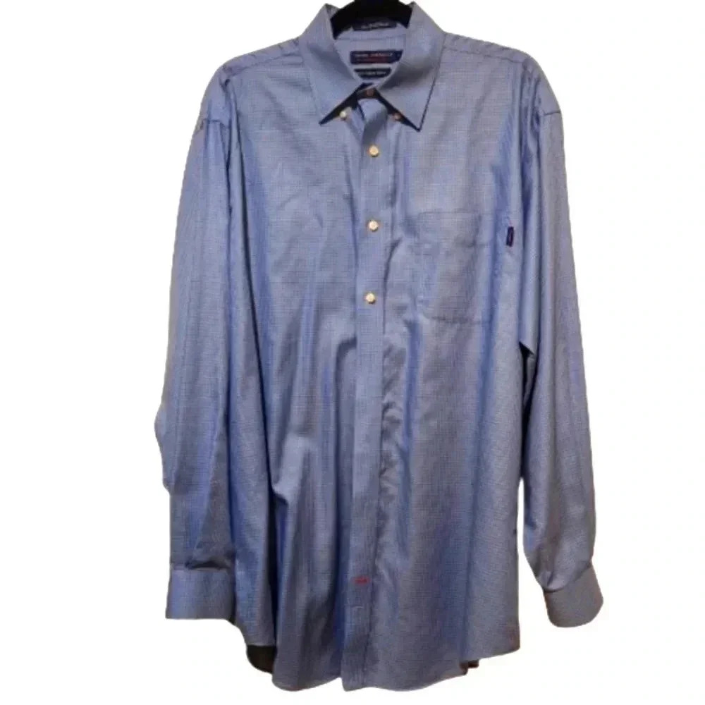 Daniel Cremieux 100% cotton blue with black checks dress shirt Size L